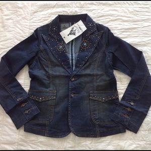 BB Jeans denim blazer jacket embellished